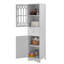 Armoire de salle de bain haute - blanc, tiroir et portes pour une utilisation quotidienne avec tablette réglable, 2-716968202