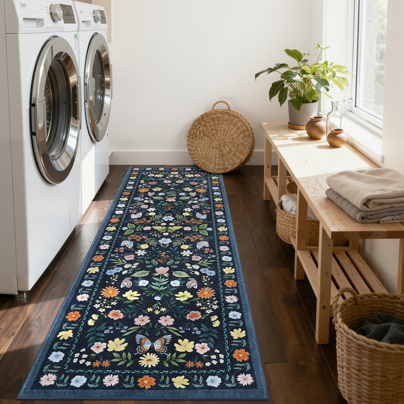 Area Rugs Washable Scalloped Butterfly Area Non-Slip,Mark Resistant,Collapsible,Accent Carpet for Living Room,Bedroom,Nursery,Dining Room,Office