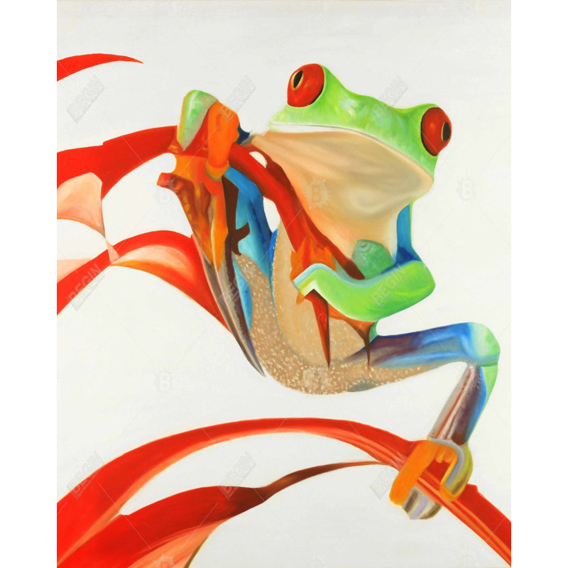 Grenouille aux yeux rouges - Toile de salon verte pour la décoration intérieure