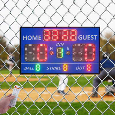 Tableau de pointage de table de baseball numérique numérique à DEL à 12 chiffres avec télécommande