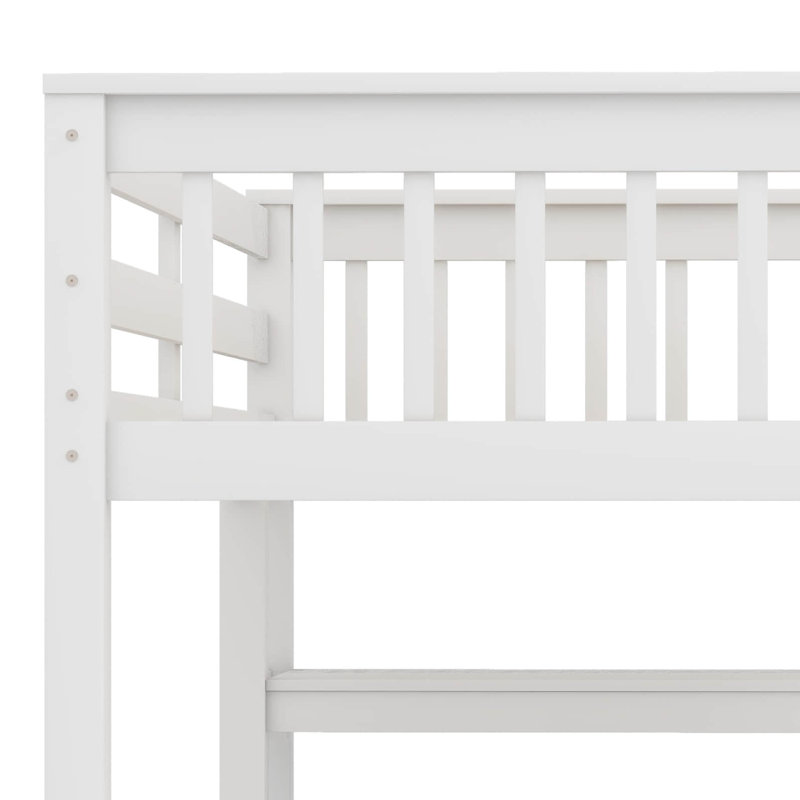 Lit mezzanine en bois massif avec bureau et 4 rangements et bureau sous le lit, Lit simple