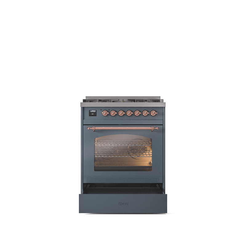ILVE Nostalgie II 30 in Dual Fuel Range, Liquid Propane, Blue Gray/Copper