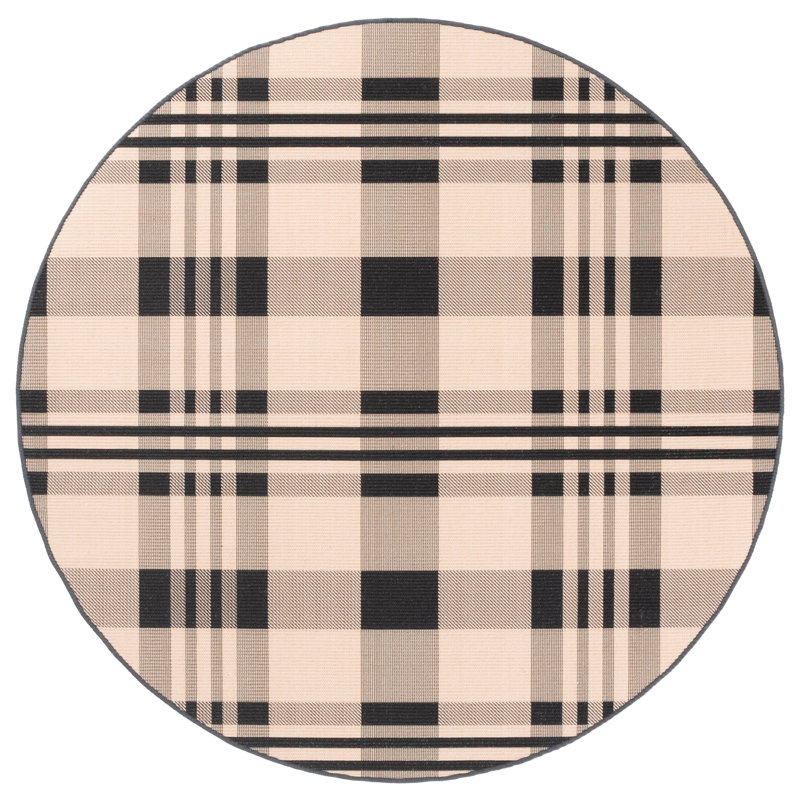 Natural Fiber 157 Sisal Pile Plaid Rug, Round 6'