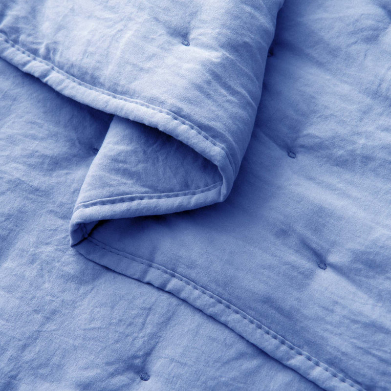 Modern & Contemporary Polyester Quilt, Twin Quilt + 1 Standard Sham, Light Blue