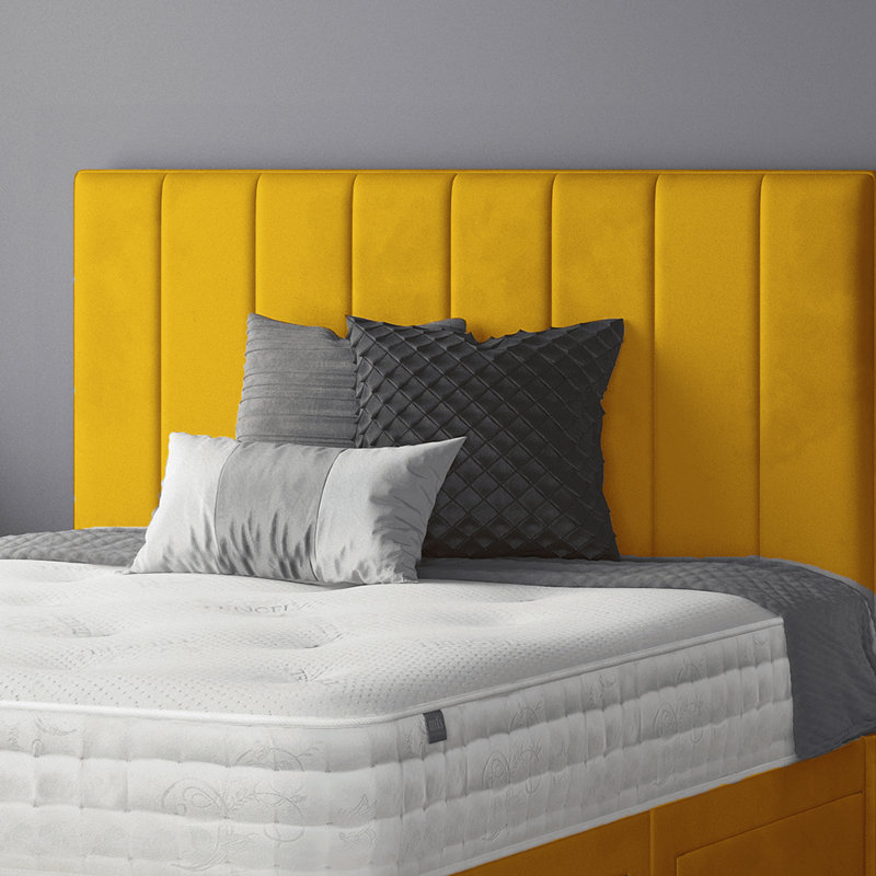 Hedley Upholstered Headboard, Double (4'6), Yellow