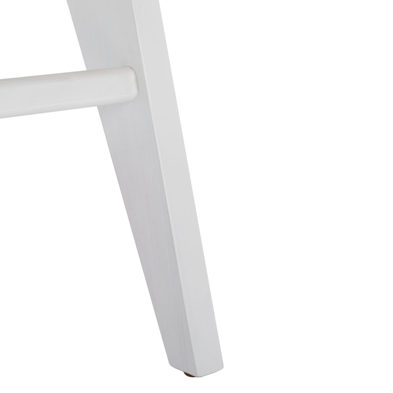 Garett Colette Rattan Barstool, White/Natural, Short Stool (22.1" Seat Height)