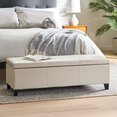 Denali Modern Upholstered Storage Ottoman Bench | Minimalist Design with Hidden Storage & Soft-Close Hinges