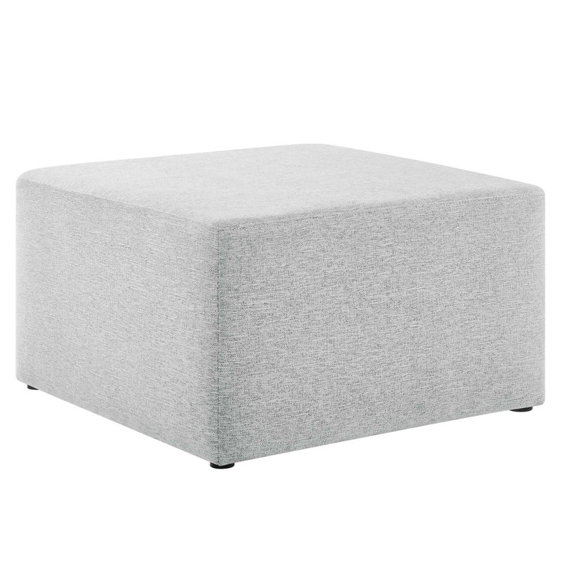 Modway Callum Upholstered Ottoman, Heathered Weave Light Gray Fabric