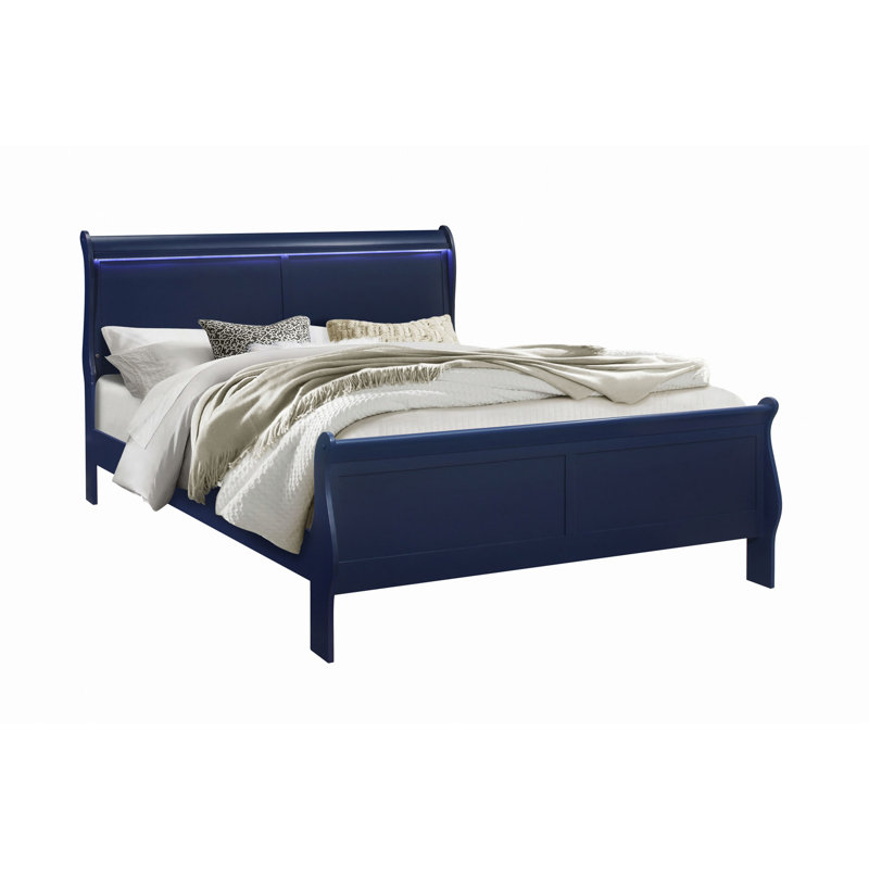 Charlston Bed With LED, King, Blue