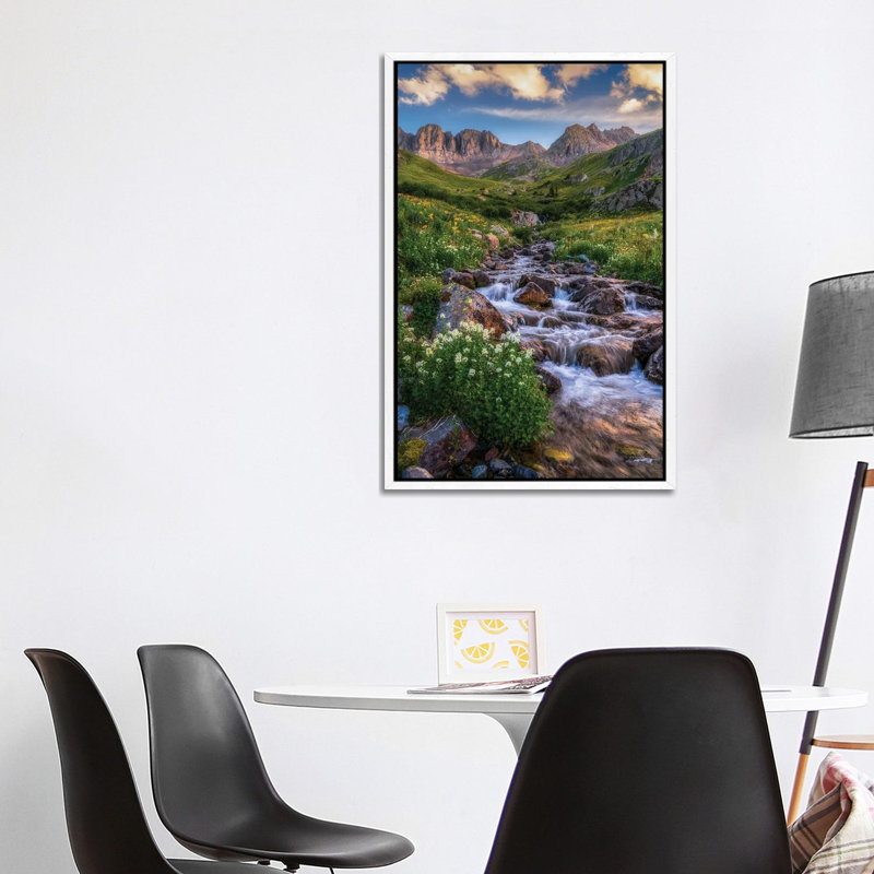 Beautiful Creek Flowing American Basin - San Juan Mountains Colorado Summer Scenery 1 Piece Wall Art on Canvas, White