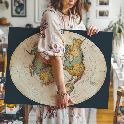 Canvas Create An Artistic Representation Of A Vintage Map Of North Wall Art America Featuring A Detailed Polar Projection The Map Canvas Wall Art