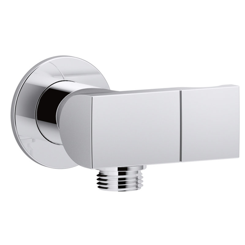 Exhale Wall-Mount Supply Elbow with Check Valve and Handshower Bracket, Polished Chrome