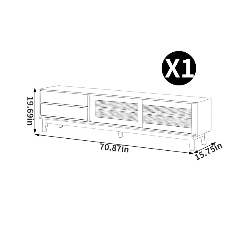 Meuble télé de luxe de style européen, 70.87"