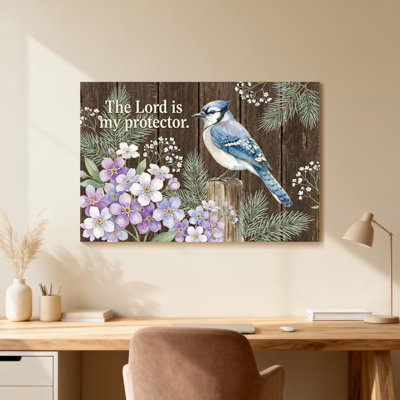 Bird Flowers Wood Text Pine