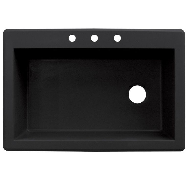 Radius 33'' L Single Bowl Granite Kitchen Sink, 3 hole, Black