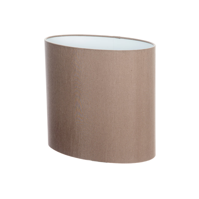 Satin Backed Dupion Oval Lamp Shade ( Screw On ), Taupe, 28cm H x 40cm W x 25cm D