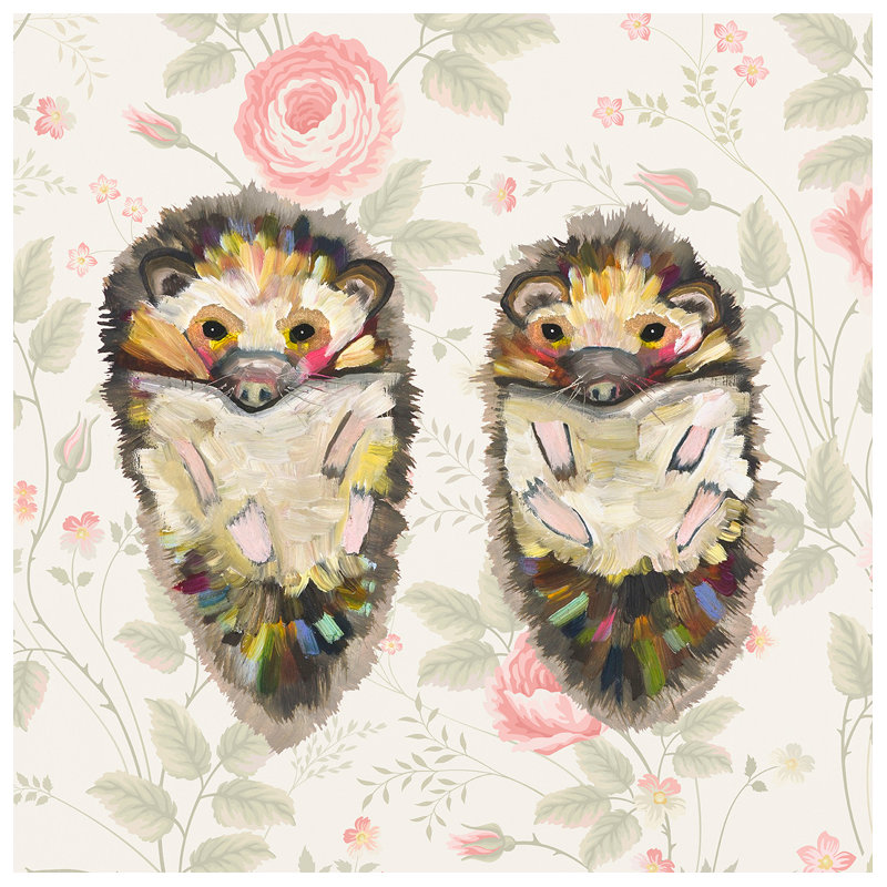 «Hedgehog Duo», art sur toile, H 12 po x L 12 po x l 1,25 po