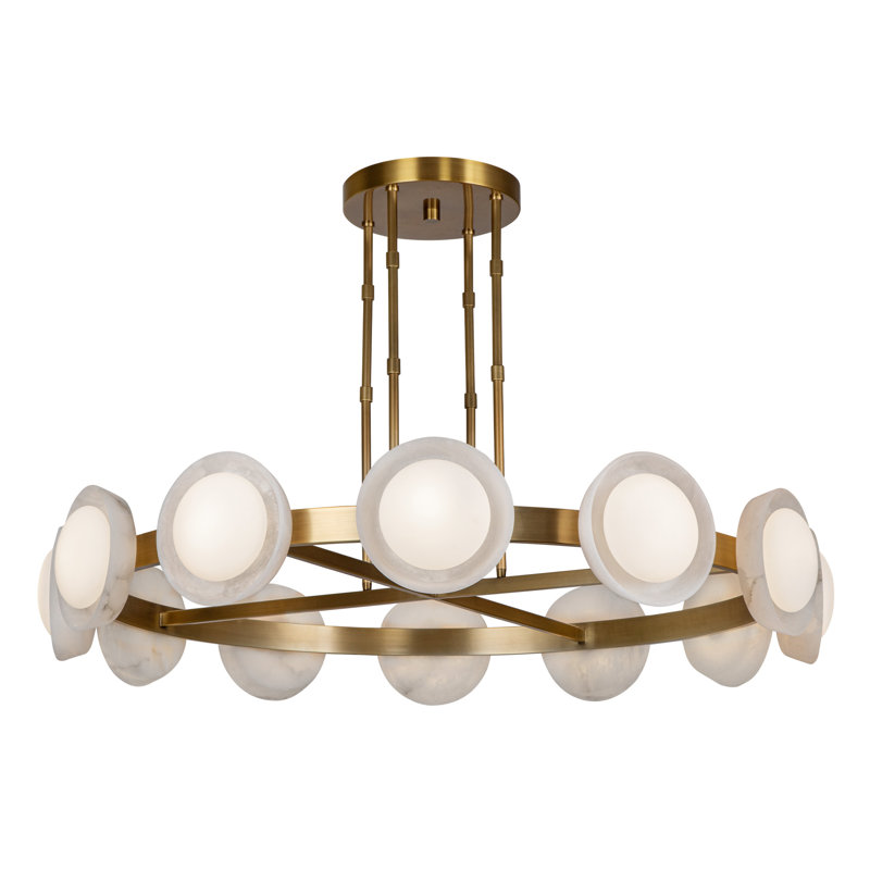 Alonso 12 - Light LED Chandelier, Vintage Brass