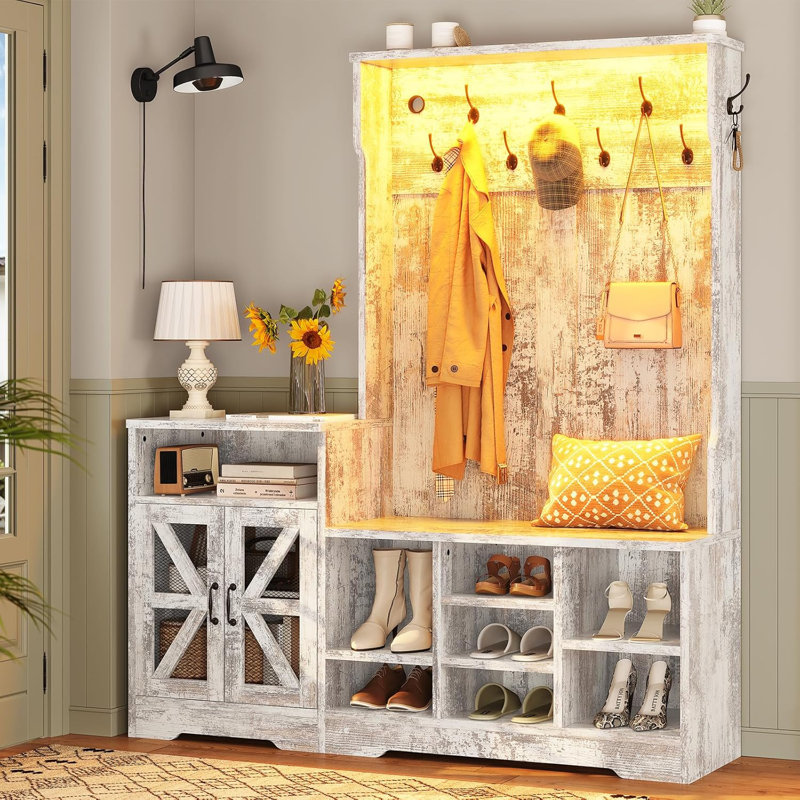 Gracie Oaks Hall Tree With Bench And Shoe Storage, Entryway