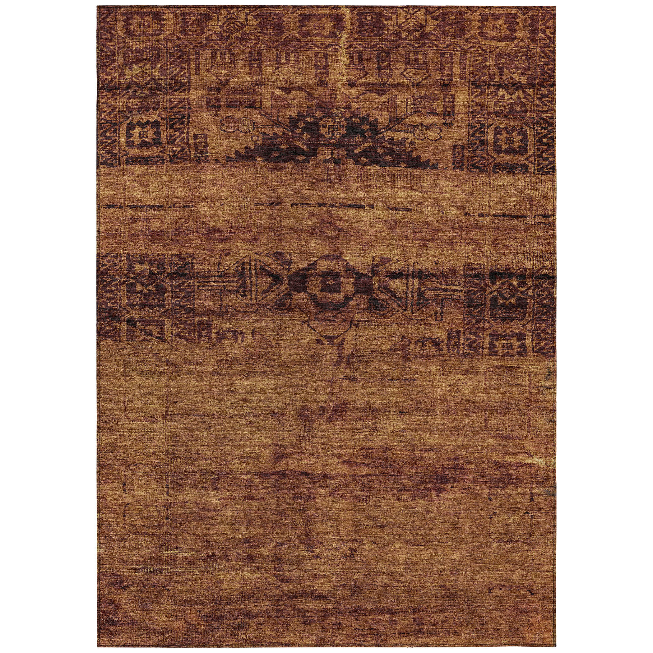 HomeRoots 8' X 10' Rust Medallion Washable Indoor Outdoor Area Rug ...
