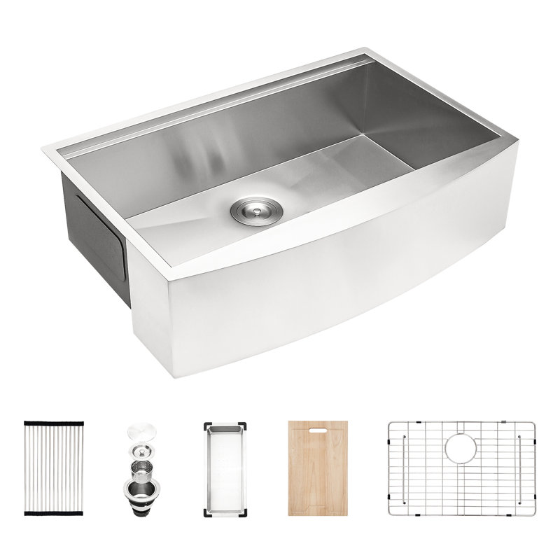 Évier de cuisine à tablier frontal 30 po - Acier inoxydable, 21 x 9 po, fonctionnel, facile à nettoyer et durable
