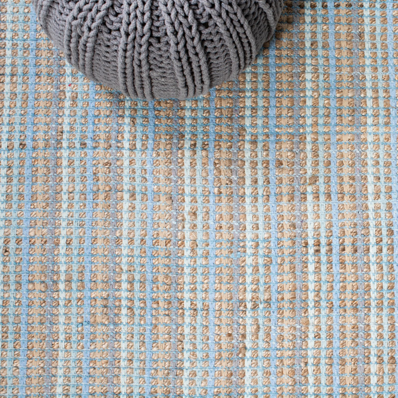 Doleman Hand Woven Jute/Cotton Striped Rug in Gray, Rectangle 3' x 5'