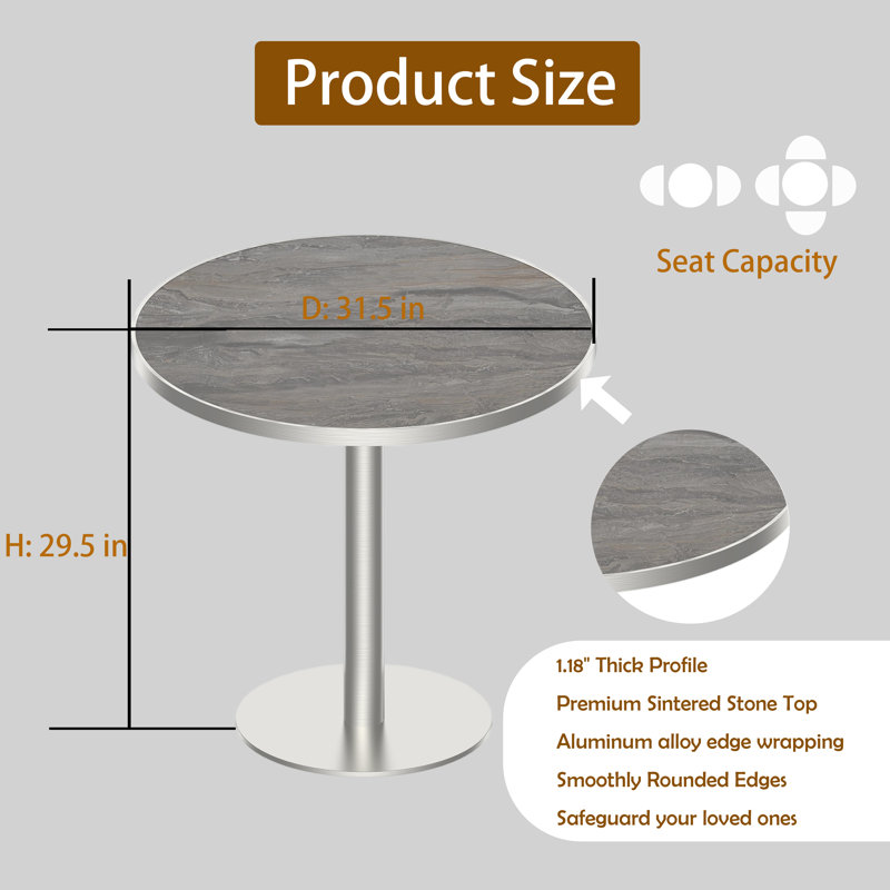 Table basse Aaban 31,5 po, Sliver / Sliver, Brown