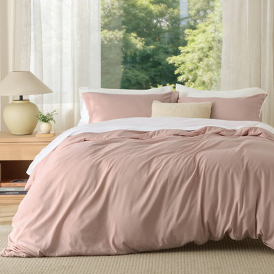 Bedsure Dusty Rose Duvet Cover King Size - Soft Double Brushed Bedding Set for Kids & Adults（Set of 3）