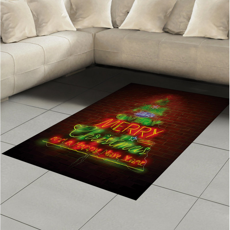 Tapis décoratif de Noël à haute densité en fibres de polyester à longs fils, Rectangle— 4 pi x 5 pi 8 po