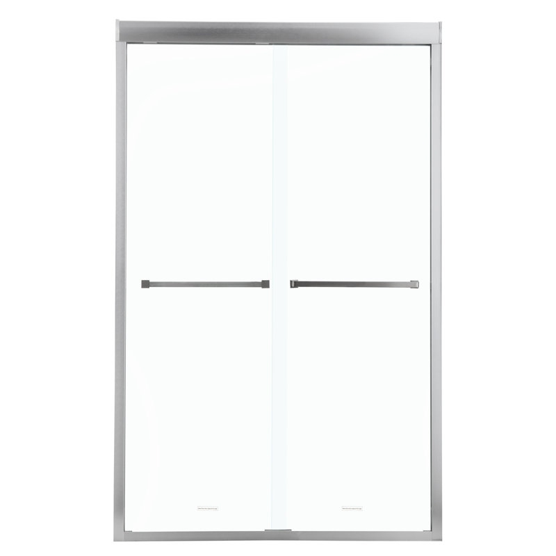 Semi- Bypass Sliding Shower Door, 48"W X 76"H, Brushed Nickel, Quality Tempered Glass, Modern Bathroom 48"X76" Sliding, 3/8" Renovation Project