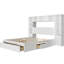 Base de lit grand format en bois de pin avec une table de chevet 2, unité de bibliothèque de rangement, 3 tiroirs, zones de charge, sans sommier, blanc, 95,8 po de longueur, 93,4 po de largeur, 63,5 po de hauteur, 400 lb-647761589