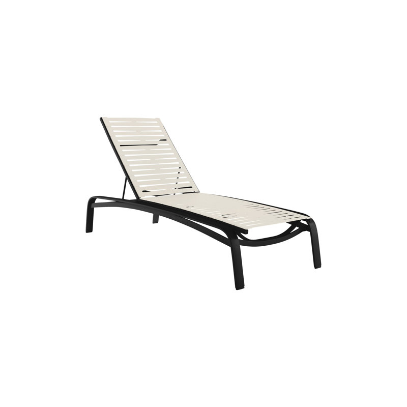 Laguna Beach EZ Span™ Outdoor Rust-Resistant Metal Chaise Lounge, Obsidian, Parchment