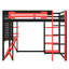 Lit mezzanine double en bois avec bureau intégré, tablettes, prise de courant et connectivité USB / Type-C, plus éclairage RVB-2018304693