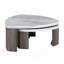 Ensemble de tables triangulaires 3 pièces de style contemporain 1 table basse gigogne 2 x table de bout en marbre