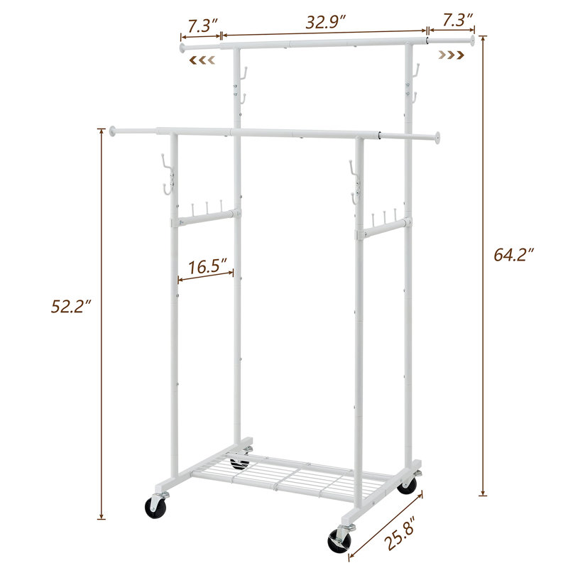 47.5'' Metal Freestanding Garment Rack, White