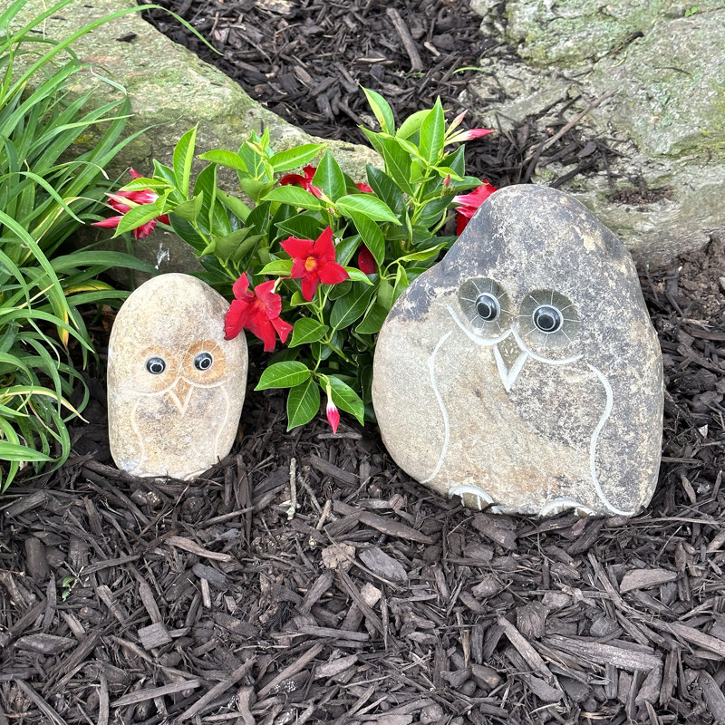 Famille de chouettes Boulder de Stone Age Creations 2 pièces 8 po 12 po