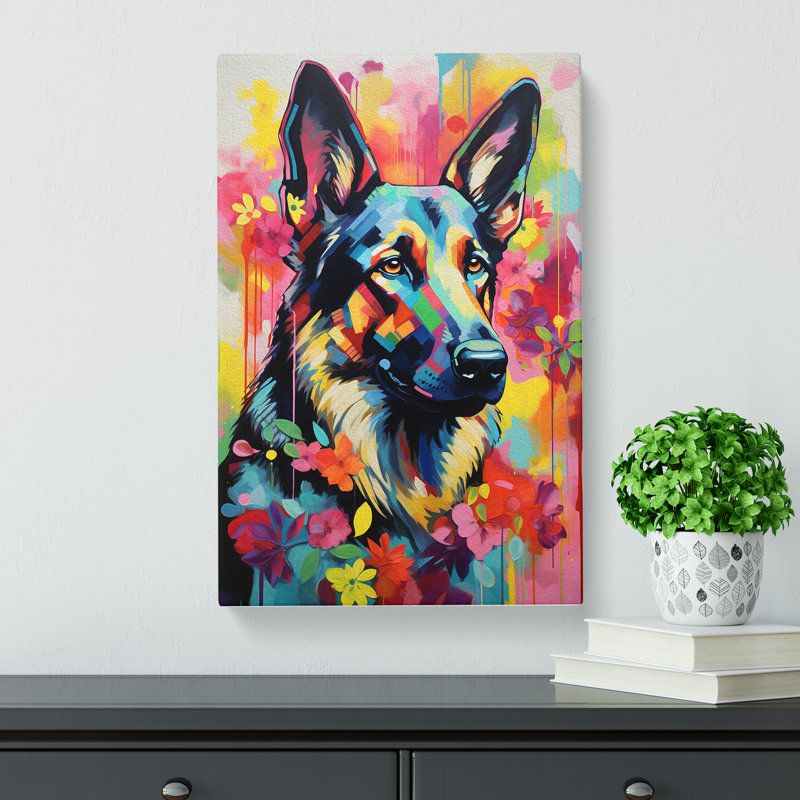German Shepherd Modern Art No.2 - Wrapped Canvas