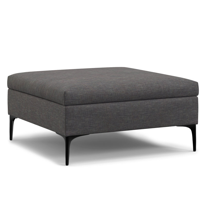 Repose-pieds de rangement pour table basse 36 po avec couvercle relevable Rebecca, Gris ardoise