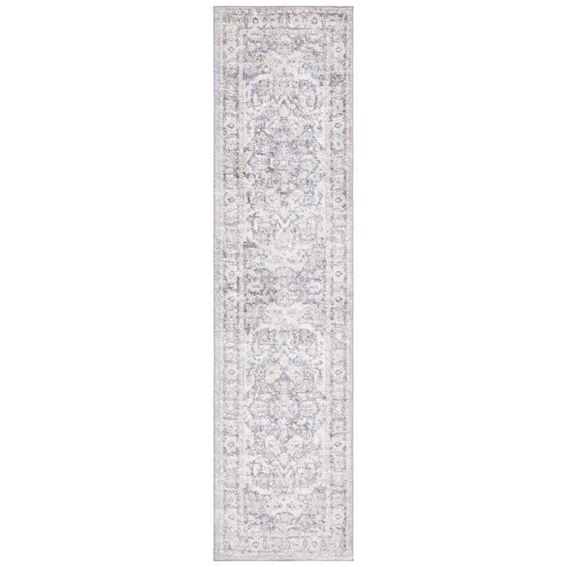Tapis gris / ivoire Hka, Tapis de couloir 2 pi 3 po x 9 pi