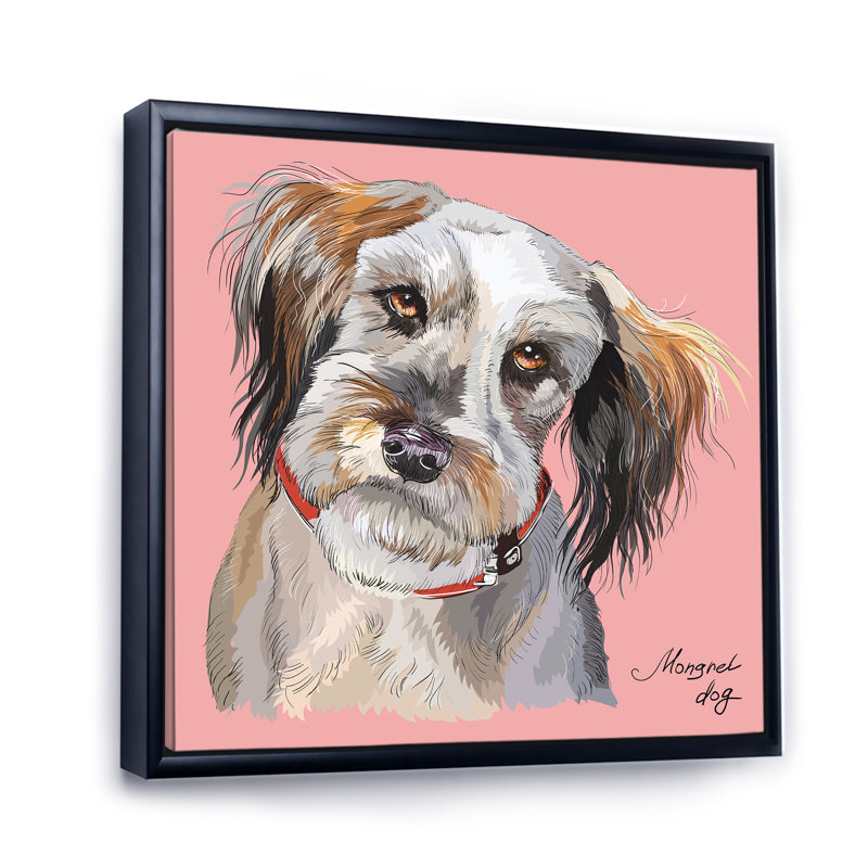 «Cute Fluffy Dog», reproduction sur toile encadrée, H 16 po x l 16 po x P 1 po, Cadre flottant noir