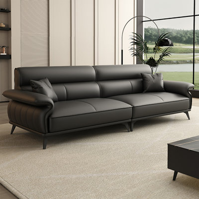 Black Genuine Leather Modular Sofa