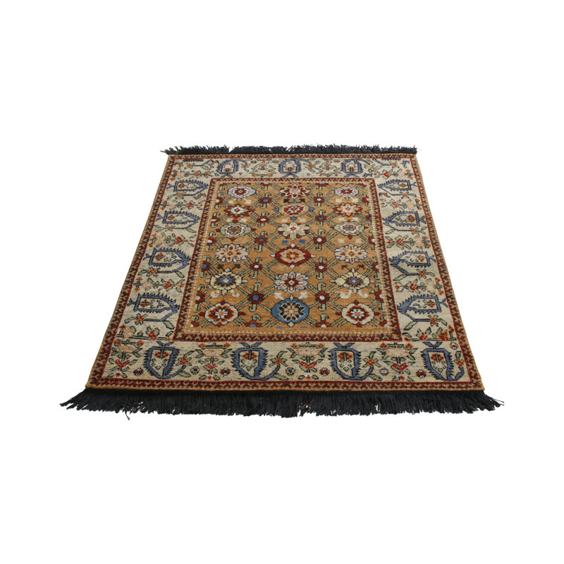 Rug & Kilim’S Classic Transitional Rug In Beige Brown Floral Pattern, Rectangle 4' x 5'
