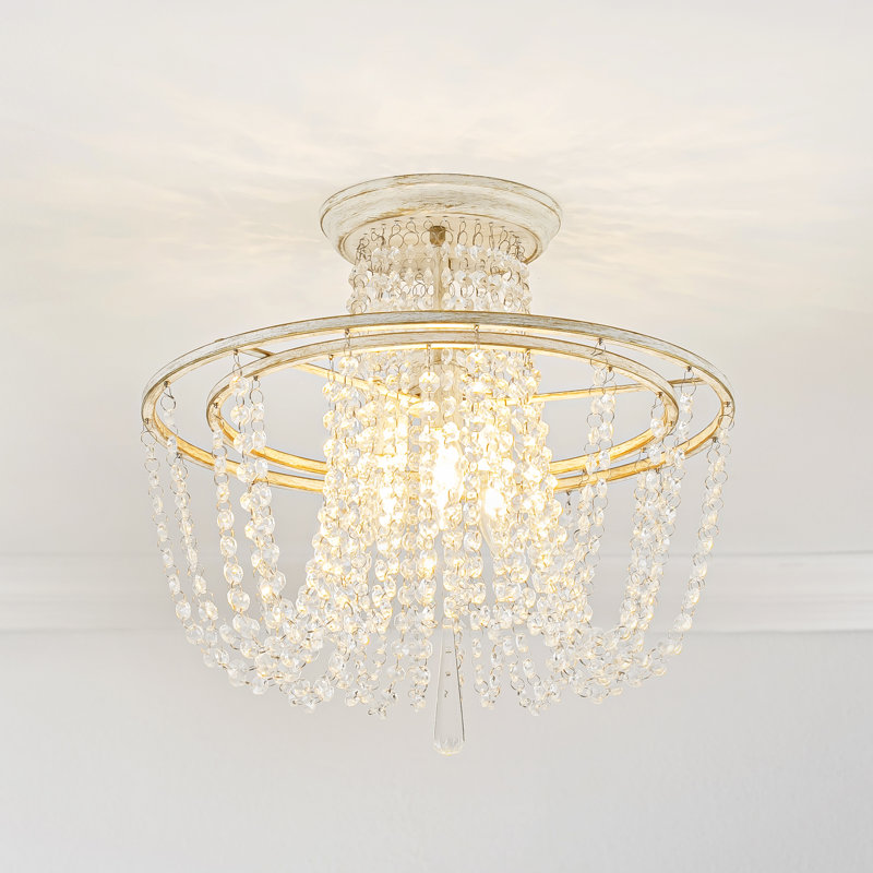  3-Light Modern Dimmable Crystal Semi-Flush Mount for Bedroom