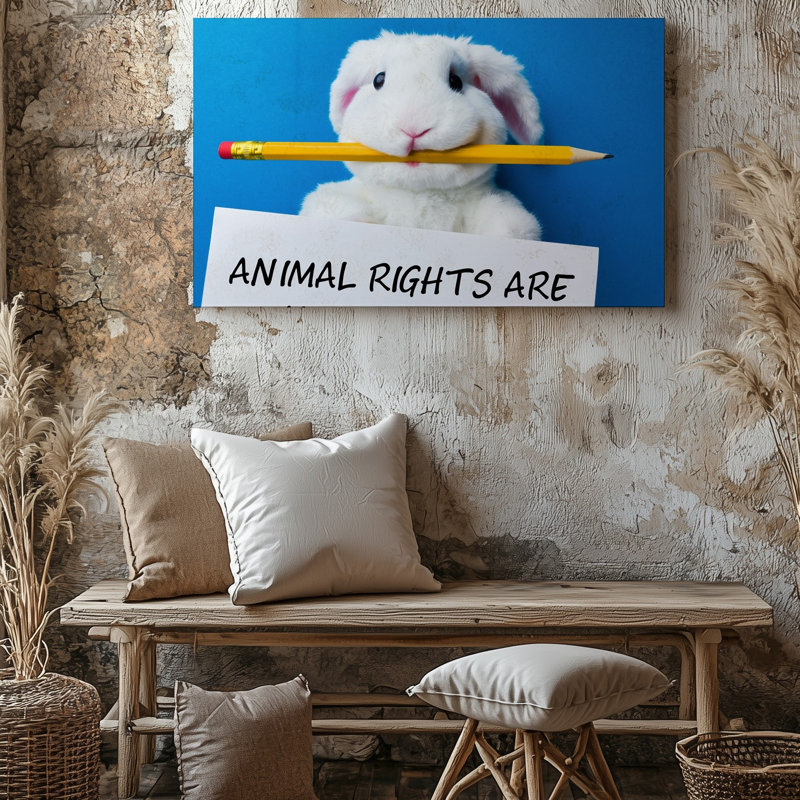 Toile, un lapin blanc moelleux avec un corps arrondi et un grand art mural, H 9 po x l 12 po