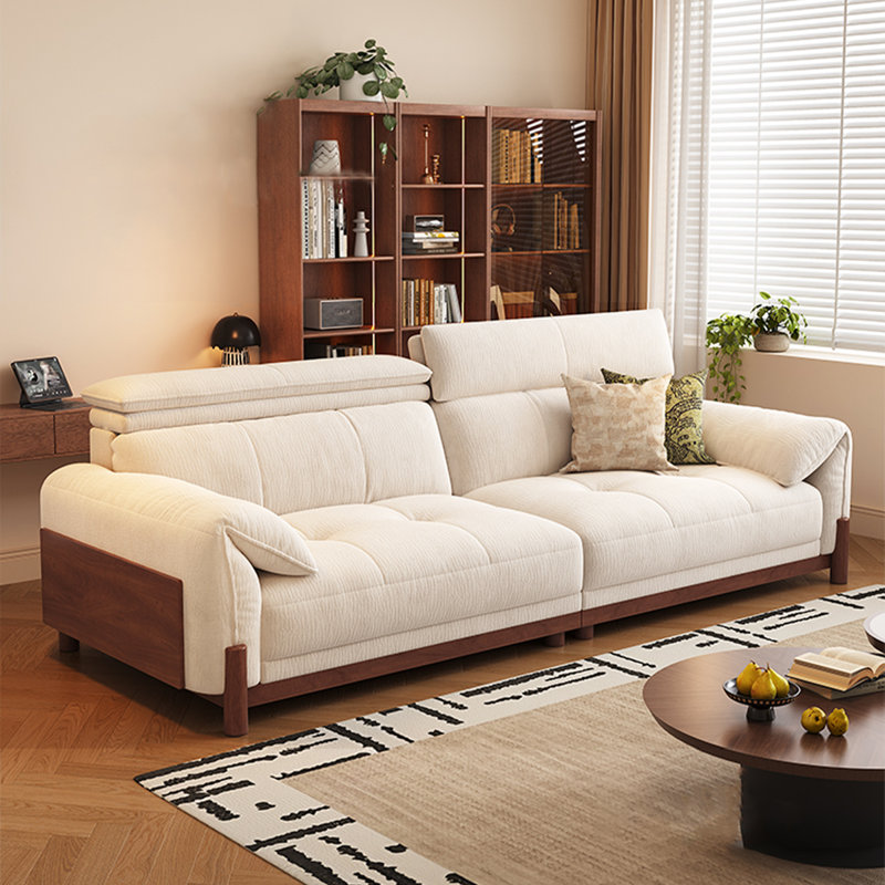 Canapé modulaire en chenille crème, Crème, H 40,55 po x l 110,24 po x P 39,37 po, 4