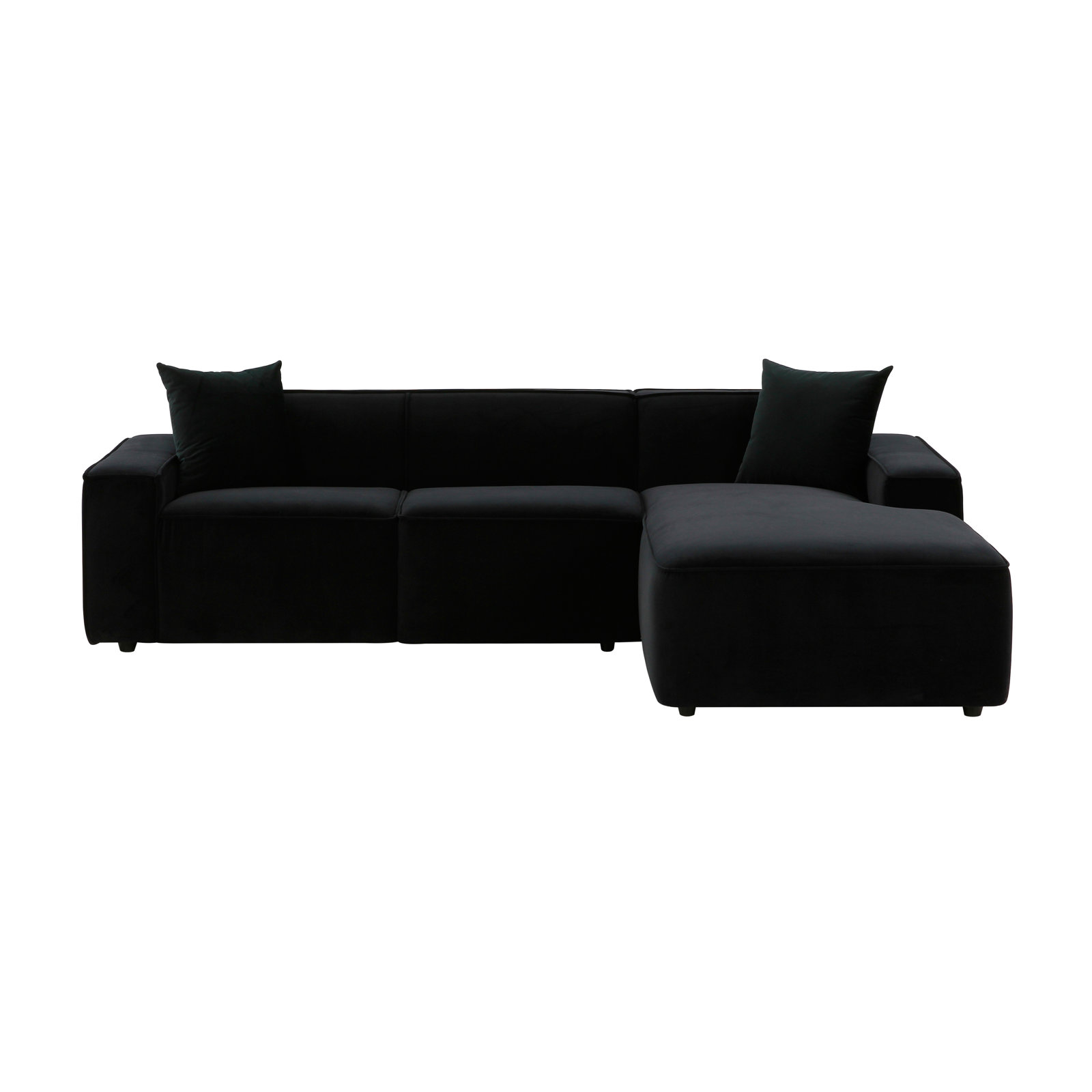 Linen Sofa and Chaise, Right Hand Facing, Black Linen