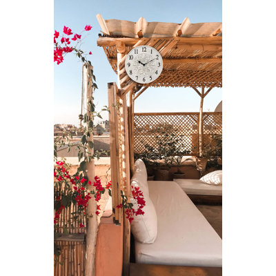 Peden Outdoor Round Poly Resin Wall Clock 15"