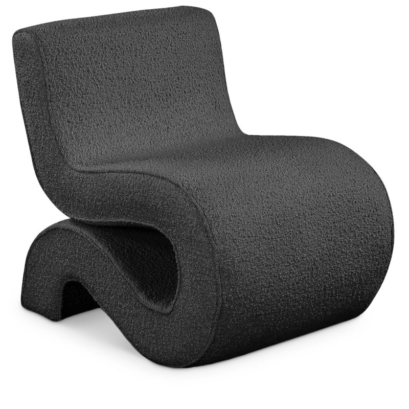 Desiree 22.5" Wide Boucle Fabric Accent Chair, Black Boucle Fabric