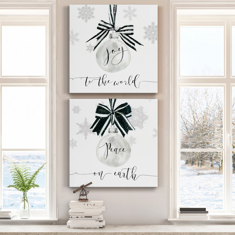 Joy Joy Ornament - ensemble de 2 reproductions d'art texturé sur toile tendue, H 32 po x l 64 po x P 1 po