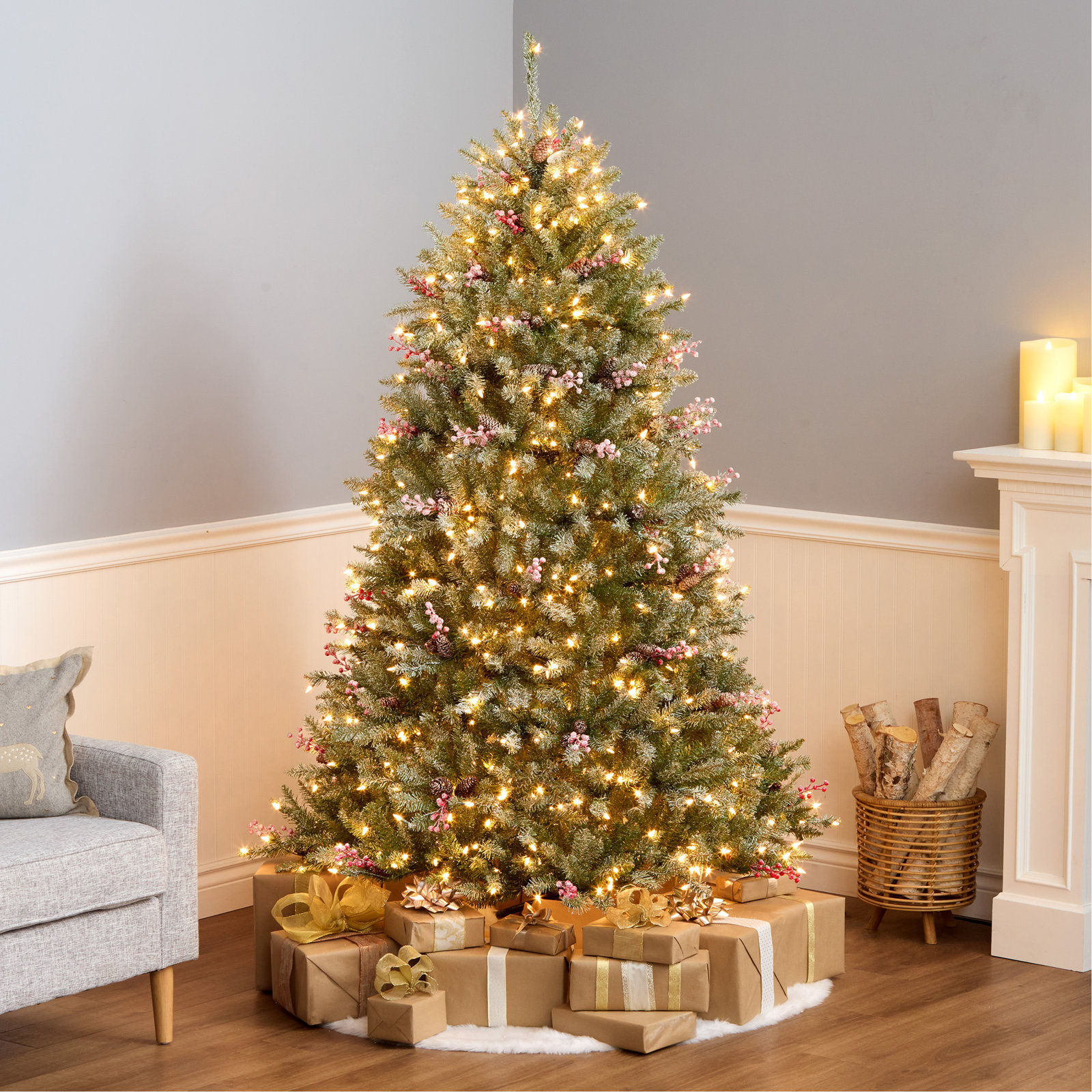 Pre-Lit Fir Christmas Tree, 6.5' H